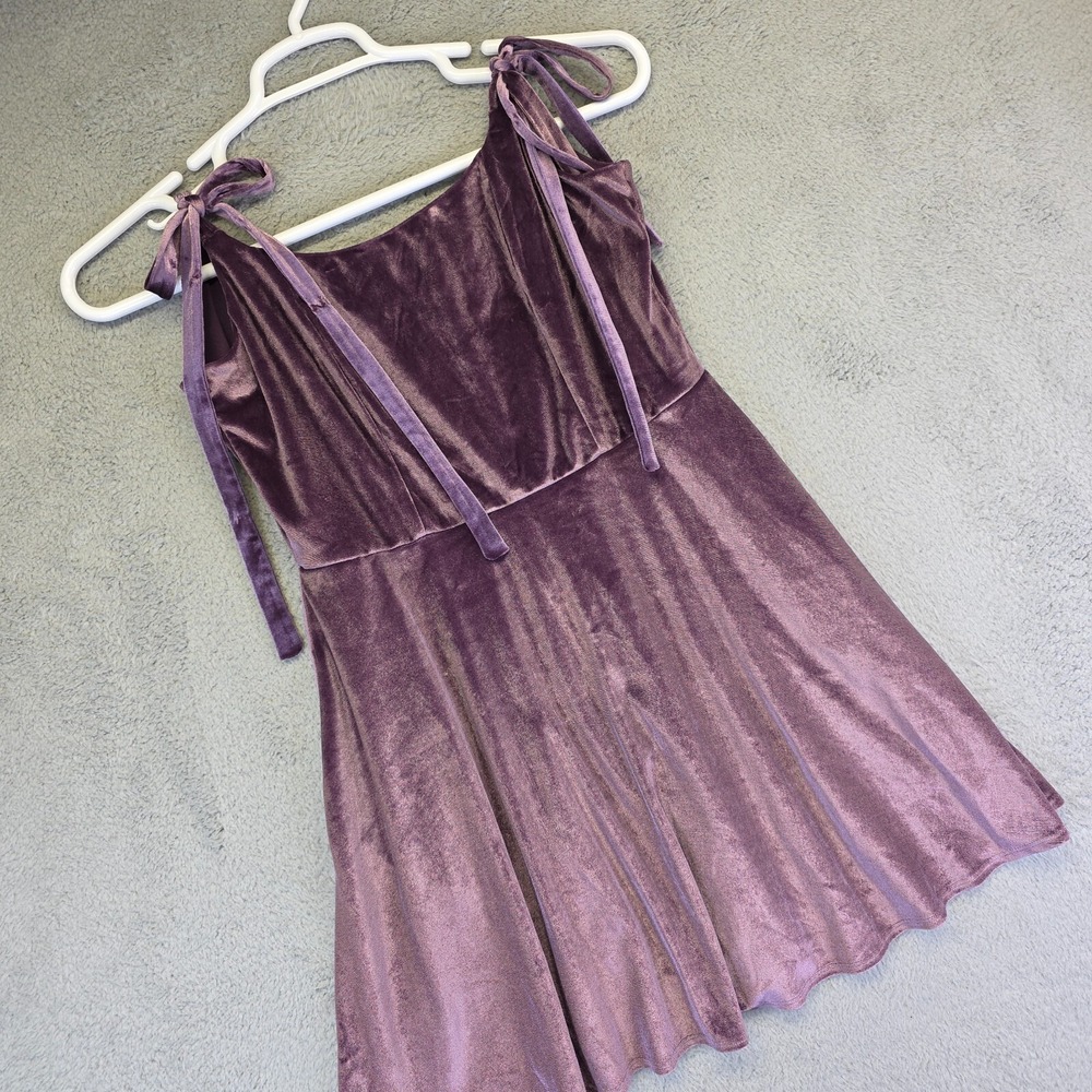 Y2K Whimsigoth Velvet Dress Womens L Purple Fairy Coquette Festival Mini Glam - Picture 4 of 16